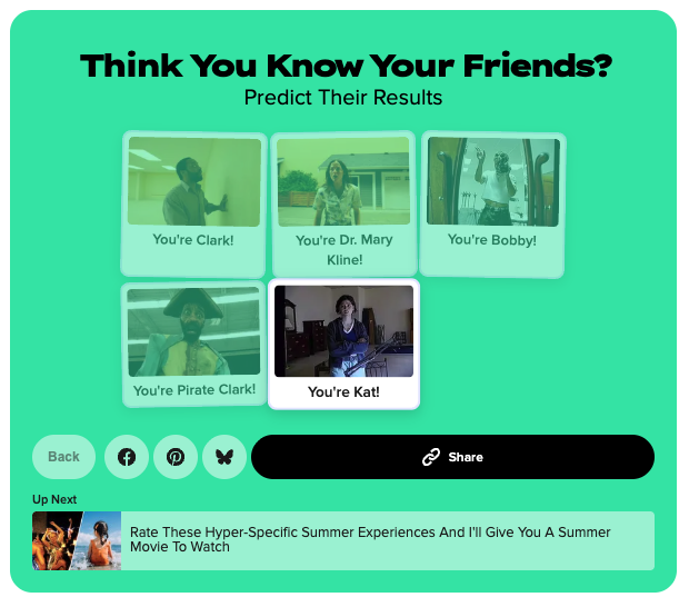 Shipped tag-a-friend screen — predict a friend's result and share it